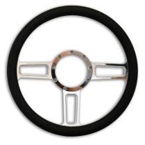 Billet Launch Steering Wheel Kit - Polish Wheel w/Black Grip