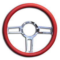 Billet Launch Steering Wheel Kit - Polished Wheel w/Red Grip