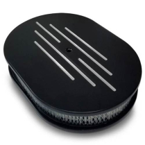Ball Milled Oval 12" Air Cleaner - Gloss Black