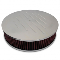Ball Milled Round 14" Air Cleaner - Clear Anodized