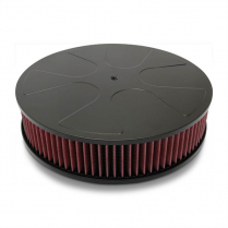 Wheel Style Round 14" Air Cleaner - Black Anodized