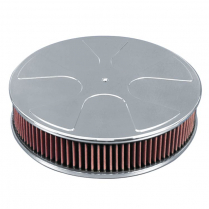Wheel Style Round 14" Air Cleaner - Clear Anodized