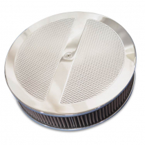 Diamond Pattern Round 14" Air Cleaner - Clear Anodized