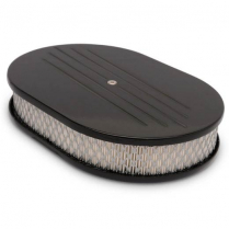 Ball Milled Oval 15" Air Cleaner - Black Anodized