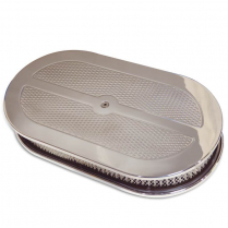 Diamond Pattern Oval 15" Air Cleaner - Clear Anodized