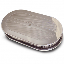 Diamond Pattern Oval 15" Air Cleaner - Polished