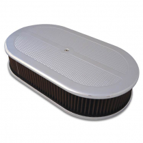 Diamond Pattern Oval 17" Air Cleaner - Clear Anodized