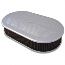 Diamond Pattern Oval 17" Air Cleaner - Clear Coat