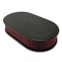 Diamond Pattern Oval 17" Air Cleaner - Matte Black