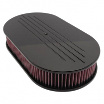 Ball Milled Dominator Oval 17" Air Cleaner - Gloss Black