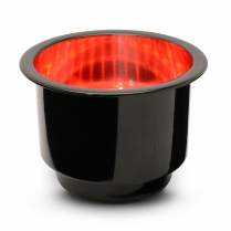 Stainless Steel Cup Holder with Red LED - Gloss Black