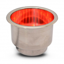 Stainless Steel Cup Holder with Red LED - Polished