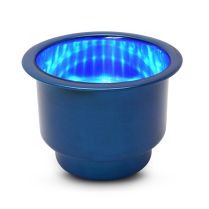 Stainless Steel Cup Holder with - Gloss Blue LED- Gloss Blue
