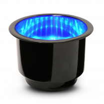 Stainless Steel Cup Holder with - Gloss Blue LED - Gloss Blk