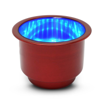 Stainless Steel Cup Holder with - Gloss Blue LED - Gloss Red