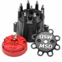 MSD Chevy V8 HEI Style Black Distributor Cap and Rotor