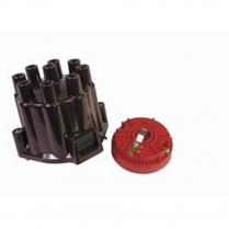 MSD V8 Points Style Distributor Cap & Rotor - Black