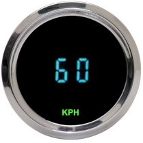 Odessey II 2-1/16" KPH Mini Speedometer - Chrome/Teal