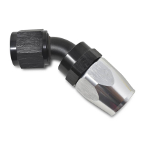 -4 AN Female 45 Deg Full Flow Hose End Fitting- Black/Silver