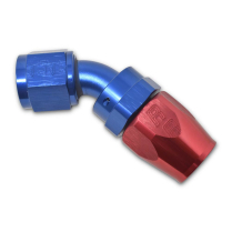 -8 AN Female 45 Degree Full Flow Hose End Fitting - Blue/Red