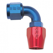 -4 AN Female 90 Degree Full Flow Hose End Fitting - Blue/Red