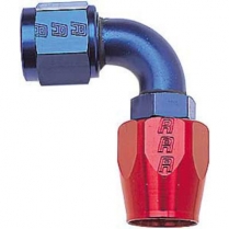 -8 AN Female 90 Degree Non Swivel Hose End Fitting- Blue/Red