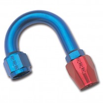 -6 AN 180 Degree Non Swivel Hose End Fitting - Blue/Red