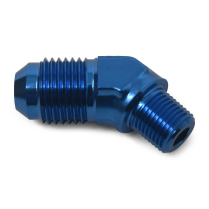 -6 AN Male x 1/8" NPT Male 45 Degree Adapter Fitting - Blue