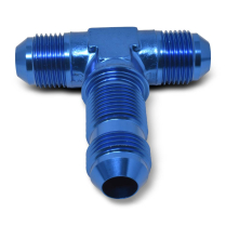 -6 AN Male 3 Way Tee Bulkhead Adapter Fitting - Blue