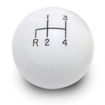 Lokar Shifter Knob 4-Speed - White- Reverse Down Left