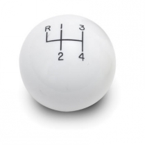 Lokar Shifter Knob 4-Speed - White- Reverse Down Left