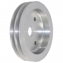 Chevy SB SWP 2 Groove Crank Shaft Pulley - Satin Aluminum