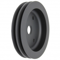 Chevy SB SWP 2 Groove Crank Shaft Pulley - Black Aluminum