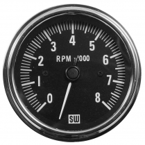 Tachometer Deluxe Wings Black - 8000 RPM 3-3/8"