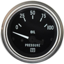 Deluxe Series Black Face Elec Oil Pressure Gauge - 2-1/16"