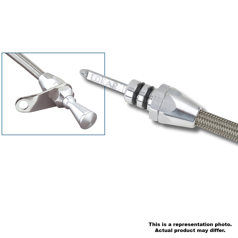 Powerglide Chrome Flexible Stainless Transmission Dipstick For GM Firewall Mount - Blue Billet