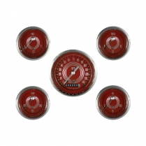 V8 Red Steelie 5 Ga Kit 3-3/8" Speedo & 4 2-1/8" - SHC