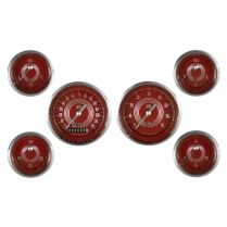 V8 Red Steelie 6 Ga 3-3/8" Speedo,Tach & 2-1/8" - SHC