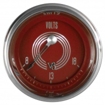 V8 Red Steelie 2-1/8" 8-18 Volt Gauge - SHC