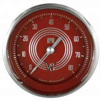 V8 Red Steelie 3-3/8" 8000 RPM Tachometer Gauge - SHC