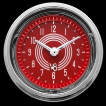 V8 Red Steelie 2-1/8" Clock Stainless Low Curved Lens