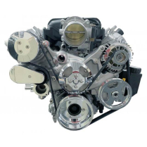 LS Front Runner Kit Wet Sump A/C, Alt & P/S - Polish/Chrome