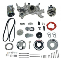 LS Front Runner Kit Wet Sump A/C 7 Alt wo PS - Polish/Chrome