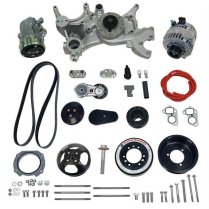 LS Front Runner Kit Wet Sump A/C & Alt w/o PS - Black Finish