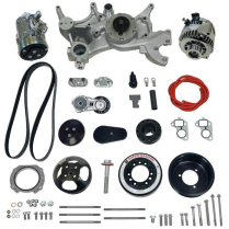 LS Front Runner Kit Wet Sump A/C & Alt wo PS - Black/Chrome