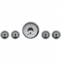 Universal Five Gauge Round VHX Instrument - Silver/White