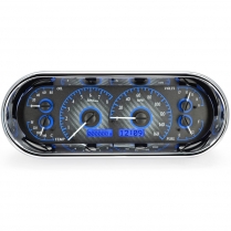 Universal Rounded Rectangle VHX Gauges - Carbon Fiber/Blue