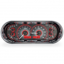Universal Rounded Rectangle VHX Gauge Kit - Carbon Fiber/Red