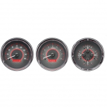 Universal 5" Round VHX Gauge Kit - Carbon Fiber/Red