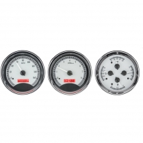 Universal 5" Round Trio VHX Gauge Kit - Silver/Red